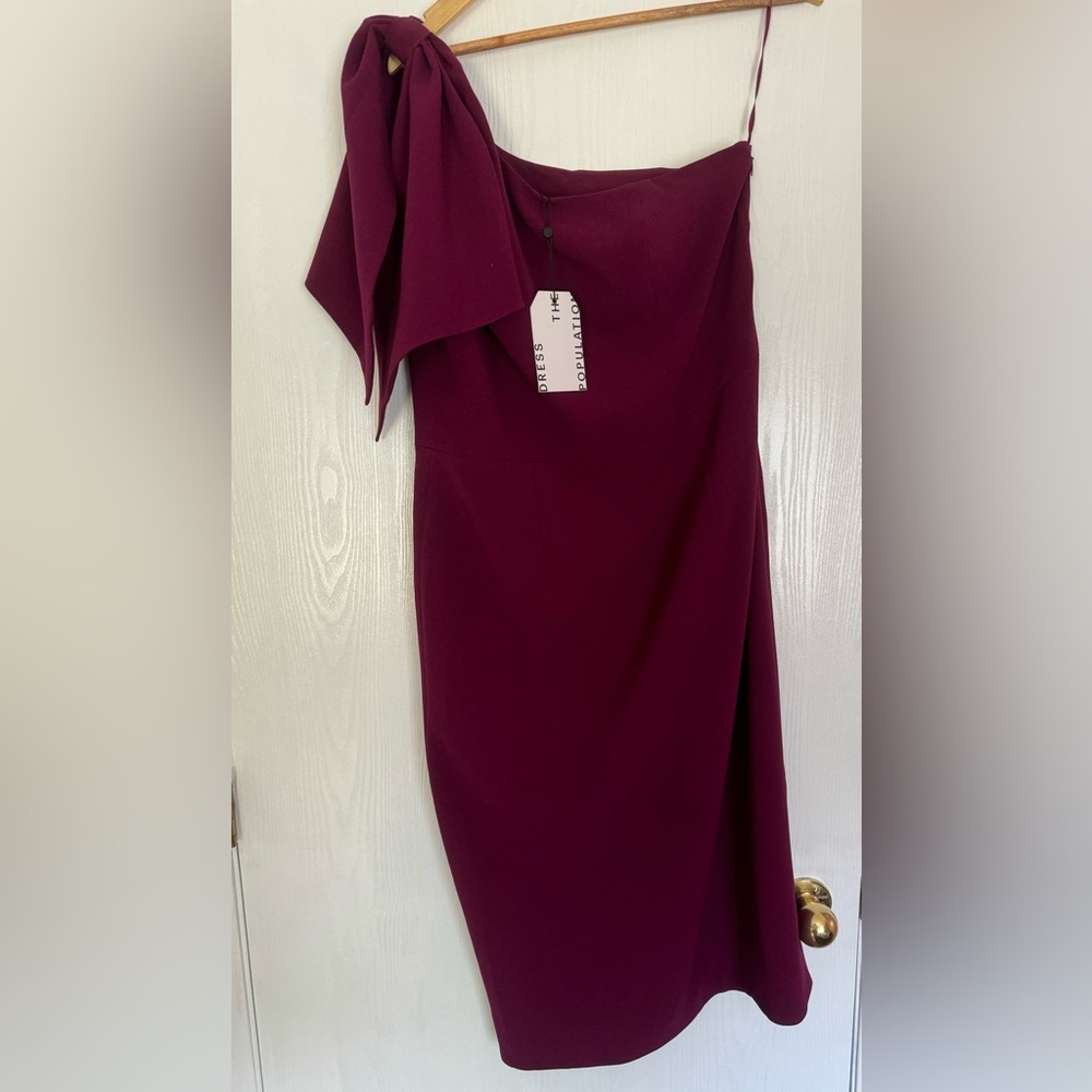 Dress the Population Magenta Formal Women’s Dress Size XL One Shoulder with Bow